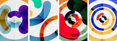 Çizgi tasarım çember posterleri. Duvar kağıdı, bayrak, arkaplan, kart, kitap illüstrasyonu için vektör illüstrasyonu, iniş sayfası