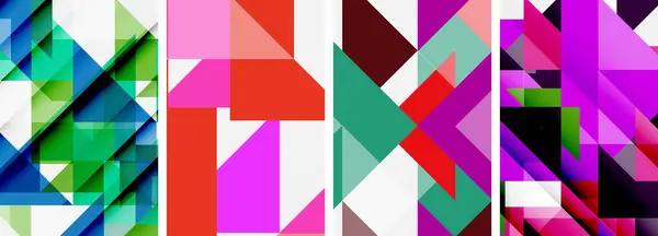 다채로운 삼각형 포스터 템플릿 배경의 집합입니다 일러스트 일러스트레이션 페이지에 — 스톡 벡터