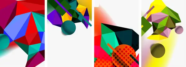 Ensemble Composition Abstraite Géométrique Avec Sphères Triangles Illustration Vectorielle Pour — Image vectorielle