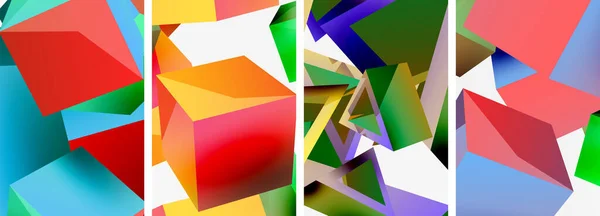 Состав Трехмерных Кубиков Других Геометрических Элементов Фон Дизайн Обоев Визитная — стоковый вектор