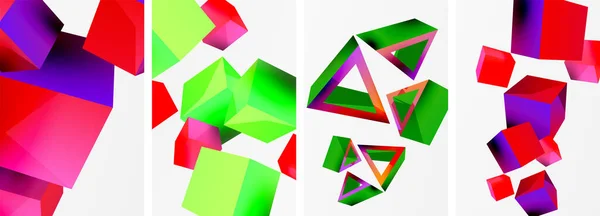 小册子 网站的3D立方及其他几何元素的背景设计 — 图库矢量图片