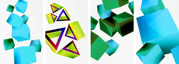 小册子 网站的3D立方及其他几何元素的背景设计 — 图库矢量图片