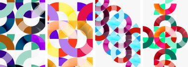 Yuvarlak çizgiler ve posterler. Duvar kağıdı, bayrak, arkaplan, kart, kitap illüstrasyonu için vektör illüstrasyonu, iniş sayfası