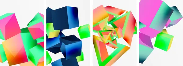 Sammansättning Kuber Och Andra Geometriska Element Bakgrund Design För Tapeter — Stock vektor
