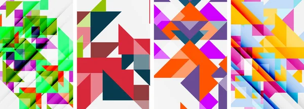 Conjunto Fondos Abstractos Composición Triangular Aleatoria Ilustración Vectorial Para Papel — Vector de stock