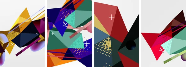 Elementi Geometrici Set Composizione Poster Astratto Illustrazione Vettoriale Carta Parati — Vettoriale Stock