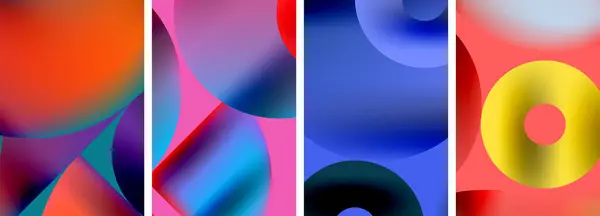 Κύκλοι Και Τρίγωνα Έντονα Χρωματιστά Χρώματα Κλίσης Εικονογράφηση Διάνυσμα Για — Διανυσματικό Αρχείο