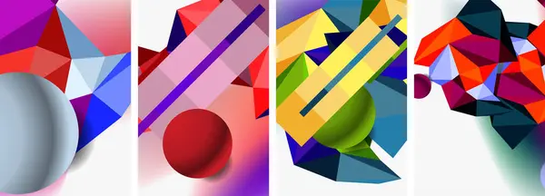3D球体和3D低三角设计 用于墙纸 书刊插图 登陆页的矢量图解 — 图库矢量图片