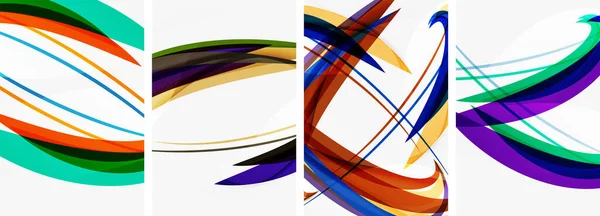 stock vector Colorful wave lines poster set for wallpaper, business card, cover, poster, banner, brochure, header, website
