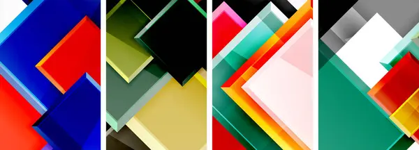 Color Glass Glossy Square Composition Poster Set Wallpaper Business Card — Stock Vector