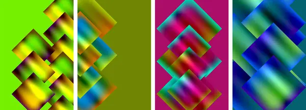 Цветные Металлические Квадратные Абстрактные Плакаты — стоковый вектор