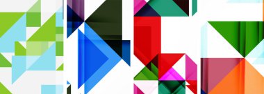 Renkli üçgen poster kapağı şablonu seti. Duvar kağıdı, bayrak, arkaplan, kart, kitap illüstrasyonu için vektör illüstrasyonu, iniş sayfası