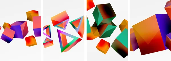 为墙纸 小册子 网站设计3D造型 立方体及其他几何元素背景 — 图库矢量图片