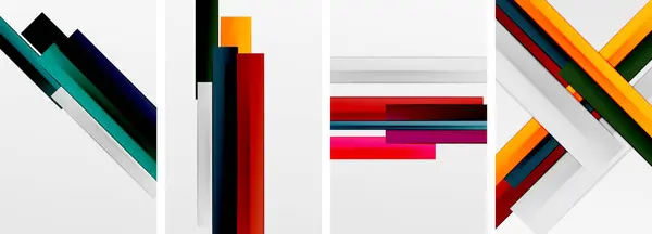 最小线条和彩色条纹招贴画抽象背景 用于墙纸 书刊插图 登陆页的矢量图解 — 图库矢量图片