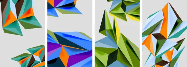 Triangle Low Poly Mosaic Posters Vektorová Ilustrace Pro Tapetu Banner — Stockový vektor