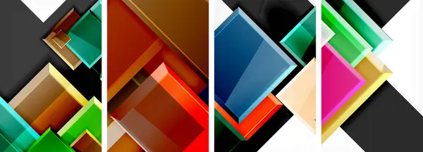Juego Póster Composición Cuadrada Brillante Vidrio Color Para Papel Pintado — Vector de stock