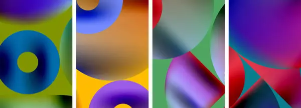Cirklar Och Trianglar Med Ljusa Färgglada Lutning Färger Vektor Illustration — Stock vektor