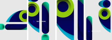 Soyut yuvarlak şekiller ve daireler poster tasarımları. Duvar kağıdı, bayrak, arkaplan, kart, kitap illüstrasyonu için vektör illüstrasyonu, iniş sayfası