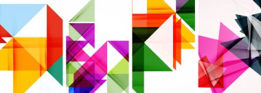 Soyut rastgele üçgen kompozisyon arkaplanları kümesi. Duvar kağıdı, kartvizit, kapak, poster, afiş, broşür, başlık, web sitesi için vektör ilülasyonu