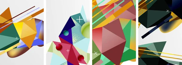 Geometrische Elementen Abstracte Postercompositieset Vector Illustratie Voor Wallpaper Banner Achtergrond — Stockvector