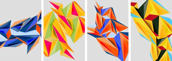Set Von Abstrakten Plakaten Mit Mosaikdreieck Muster Vektor Illustration Für — Stockvektor