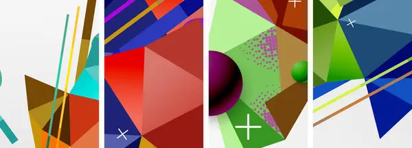 抽象ポスター構成セットの幾何学的要素 バナー カード ブックイラスト ランディングページのためのベクトルイラスト — ストックベクタ