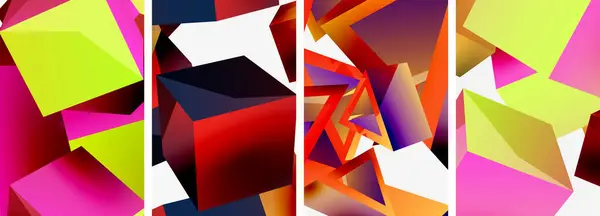 Composición Cubos Otros Elementos Geométricos Diseño Fondo Para Papel Pintado — Archivo Imágenes Vectoriales
