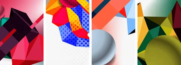 Ensemble Composition Abstraite Géométrique Avec Sphères Triangles Illustration Vectorielle Pour — Image vectorielle
