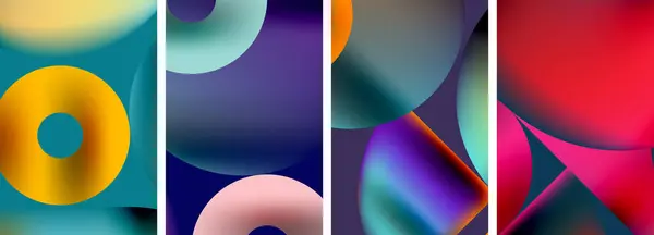 Cirkels Driehoeken Met Heldere Kleurrijke Gradiënt Kleuren Vector Illustratie Voor — Stockvector