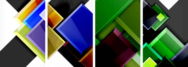 Färg Glas Blank Fyrkantig Komposition Affisch Set För Tapeter Visitkort — Stock vektor