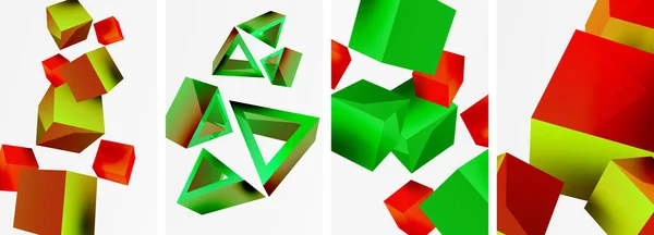 Composição Cubos Outros Elementos Geométricos Design Fundo Para Papel Parede — Vetor de Stock