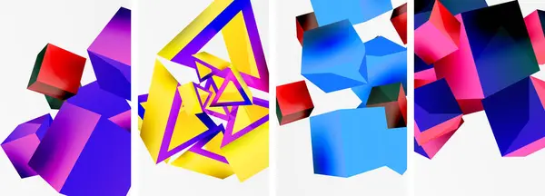 Composición Cubos Otros Elementos Geométricos Diseño Fondo Para Papel Pintado — Vector de stock
