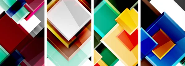 彩色玻璃光滑正方形组合招贴画集 用于墙纸 小册子 — 图库矢量图片