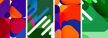 Duvar kağıdı, kartvizit, kapak, poster, afiş, broşür, başlık, web sitesi için renkli parlak geometrik soyut kompozisyonlar