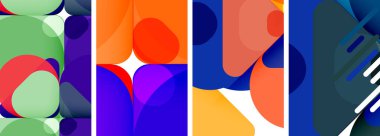 Duvar kağıdı, kartvizit, kapak, poster, afiş, broşür, başlık, web sitesi için renkli parlak geometrik soyut kompozisyonlar