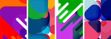 Duvar kağıdı, kartvizit, kapak, poster, afiş, broşür, başlık, web sitesi için renkli parlak geometrik soyut kompozisyonlar