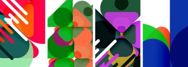 Duvar kağıdı, kartvizit, kapak, poster, afiş, broşür, başlık, web sitesi için renkli parlak geometrik soyut kompozisyonlar