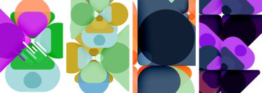 Duvar kağıdı, kartvizit, kapak, poster, afiş, broşür, başlık, web sitesi için renkli parlak geometrik soyut kompozisyonlar