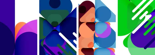 カバー ポスター パンフレット ヘッダー ウェブサイトのための多彩な明るい幾何学抽象構成 — ストックベクタ