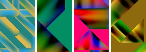 Renkli Geometrik Posterler Yuvarlak Şekiller Sıvı Renk Eğimli Daireler Duvar — Stok Vektör