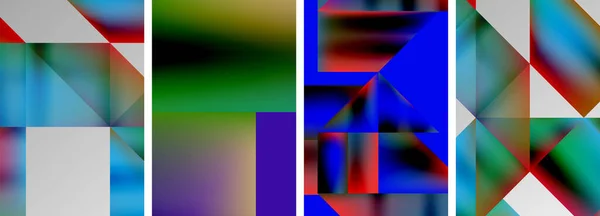 Set Poster Geometrici Colorati Forme Rotonde Cerchi Con Sfumature Colore — Vettoriale Stock