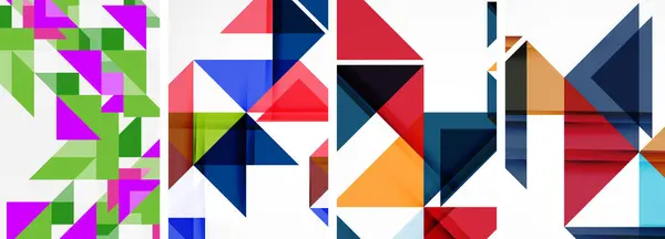 Driehoek Poster Geometrische Achtergrond Set — Stockvector