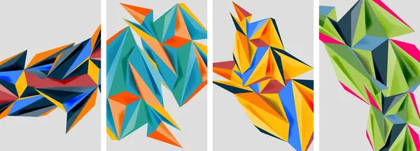 Sada Mozaiky Trojúhelník Vzor Abstraktní Plakáty Vektorová Ilustrace Pro Tapetu — Stockový vektor