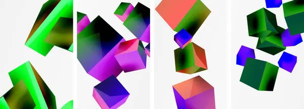 Sammansättning Kuber Och Andra Geometriska Element Bakgrund Design För Tapeter — Stock vektor