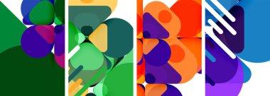 Duvar kağıdı, kartvizit, kapak, poster, afiş, broşür, başlık, web sitesi için renkli parlak geometrik soyut kompozisyonlar