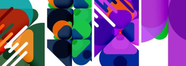 Duvar kağıdı, kartvizit, kapak, poster, afiş, broşür, başlık, web sitesi için renkli parlak geometrik soyut kompozisyonlar