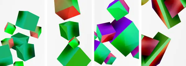 Létající Tvary Kostky Další Geometrické Prvky Pozadí Design Tapety Vizitka — Stockový vektor