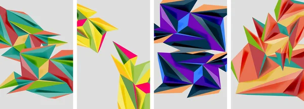 モザイク三角形の抽象的なポスターのセット バナー カード ブックイラスト ランディングページのためのベクトルイラスト — ストックベクタ