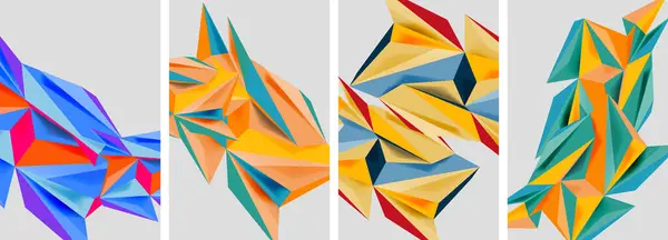 モザイク三角形の抽象的なポスターのセット バナー カード ブックイラスト ランディングページのためのベクトルイラスト — ストックベクタ