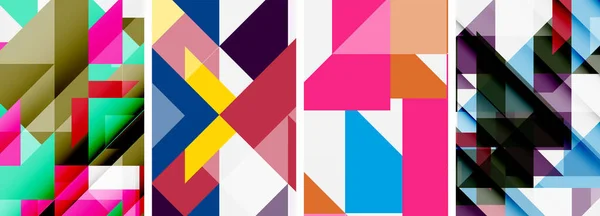 Renkli Üçgen Poster Kapağı Şablonu Seti Duvar Kağıdı Bayrak Arkaplan — Stok Vektör